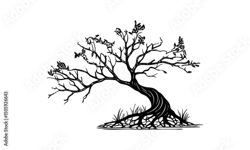 Mangrove tree icon silhouette vector.