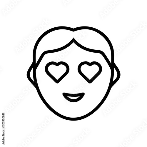 Heart Eyes Emoji Line Icon for Love and Emotion Concepts