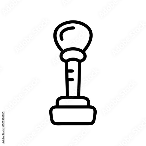 Black Line Art Gear Shift Knob Icon Isolated on White Background