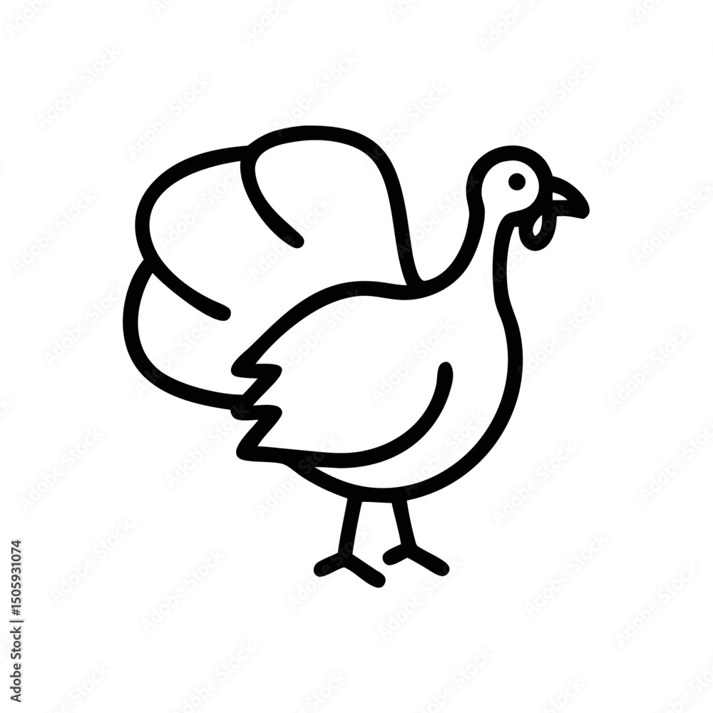 Turkey Outline Icon for Thanks giving, Farm Animals, and Holiday Design Turkey Outline Icon for Thanks giving, Farm Animals, and Holiday Design