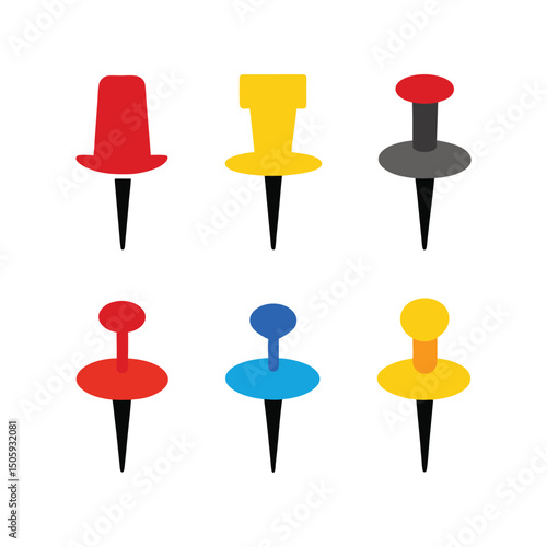 6-different styles of a push pin vector