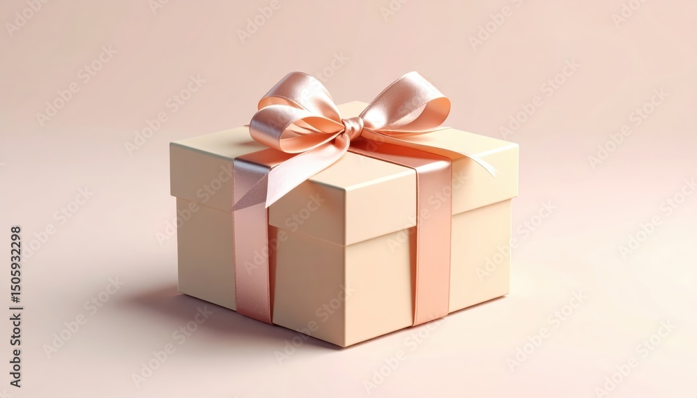 Exquisite white gift box with delicate pink ribbon and bow, a perfect present for every occasion Exquisite white gift box with delicate pink ribbon and bow, a perfect present for every occasion