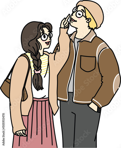 Illustration Couple drawing cute cartoon love boyfriend girlfriend