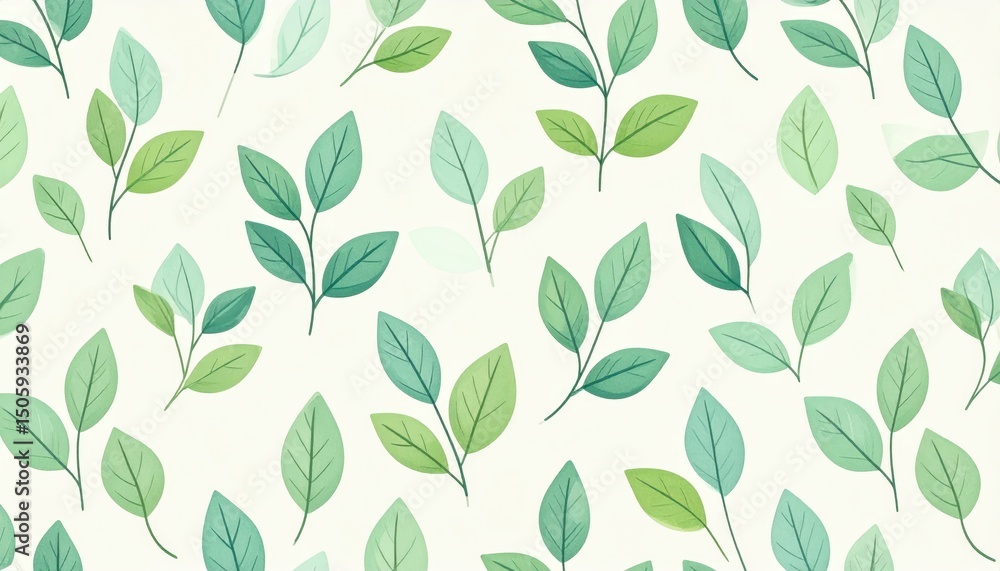 Elegant green leaves seam pattern, a natural design for fabric and wallpaper intricate Elegant green leaves seam pattern, a natural design for fabric and wallpaper intricate