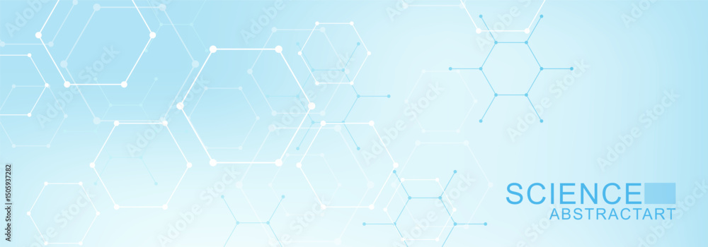 Obraz premium Abstract technology connect background lines and dots with hexagons. Modern hexagons technology concept design background. Vector illustration.