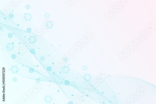 Structure molecule and communication. Dna, atom, neurons. Scientific concept for your design. Connected lines with dots. Medical, technology, chemistry, science background. Vector illustration