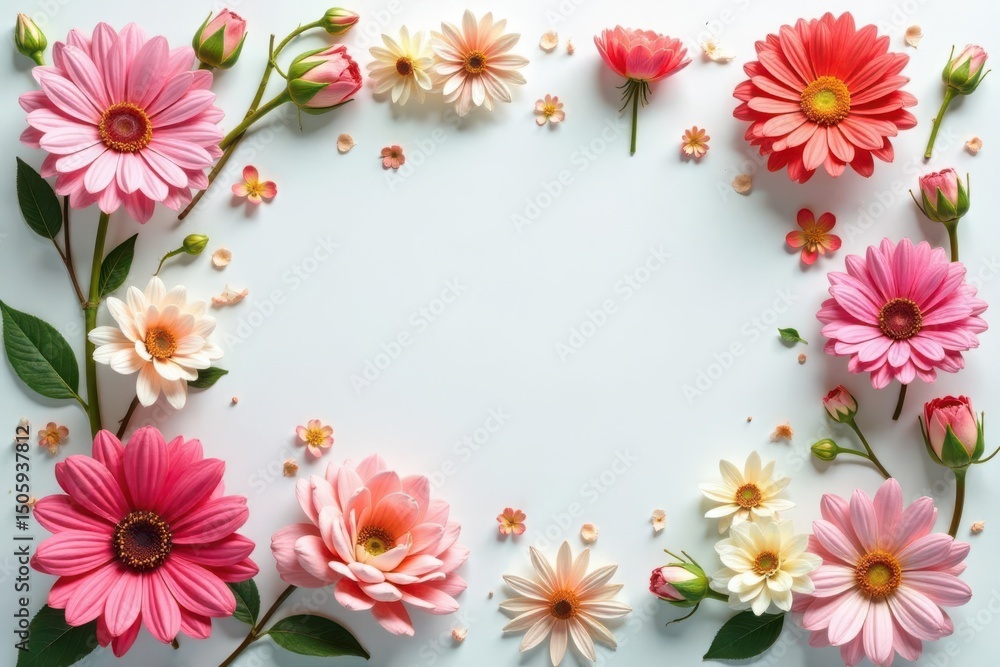 Naklejka premium Delicate flower motifs arranged in a square grid , botanical, nature, contemporary