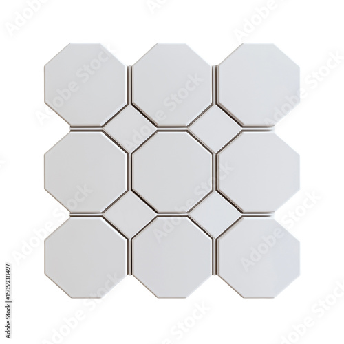 Minimalist white ceramic wall tile in a perfect hexagonal shape, 