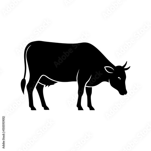 cow silhouette vector illustration cow grazing