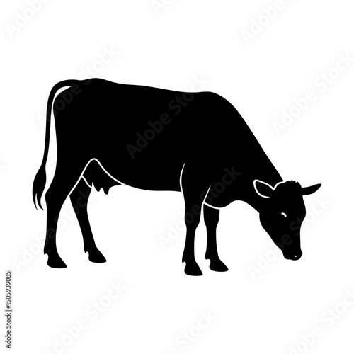 cow silhouette vector illustration cow grazing