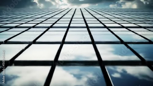 Wallpaper Mural Urban skyscraper reflection: dynamic pattern of sky and clouds on glass facade Torontodigital.ca