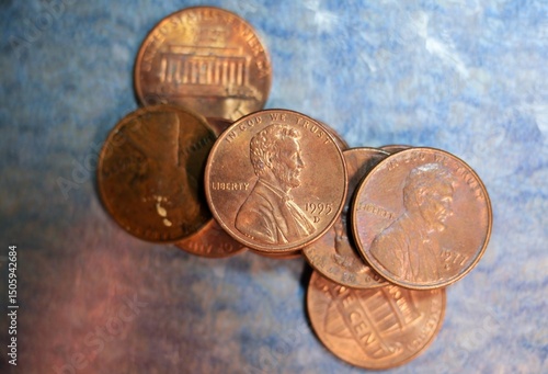 Vászonkép Concept Showing US Pennies for Background Art