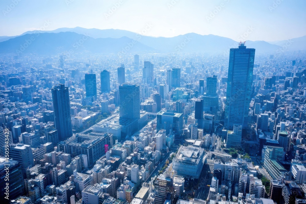 Fototapeta premium The Vibrant Cityscape A Stunning Aerial View of Urban Life