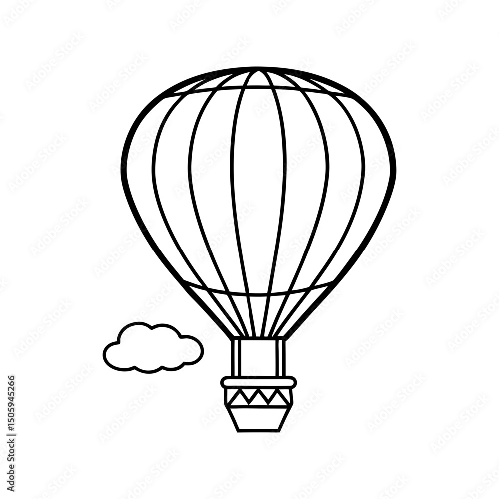 Naklejka premium cozy hot air balloons floating the sky color line art silhouette