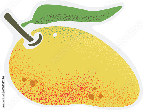 Mango Vibrant Hand-drawn Fruit Sticker on Transparent Background