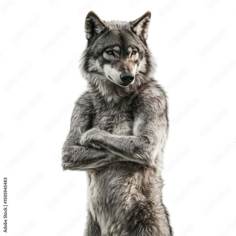 A werewolf standing protectively isolated on a transparent background A werewolf standing protectively isolated on a transparent background