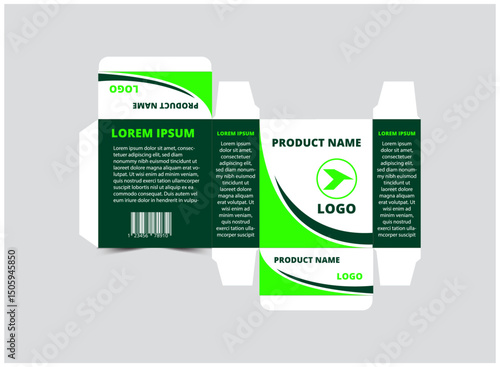 Packaging Design Template Green With Logo Brand Name Product Vector Illustration