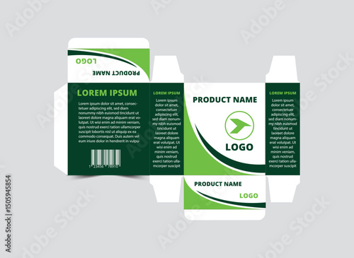 Packaging Design Template Green With Logo Brand Name Product Vector Illustration