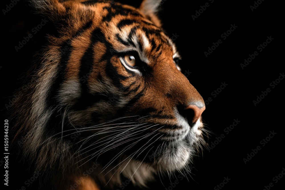 Naklejka premium A Portrait of a Sumatran Tiger in Darkness