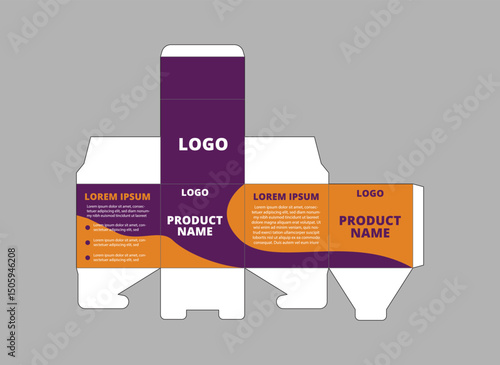 Packaging Design Template Purple And Orange With Logo Brand Name Product Vector Illustration