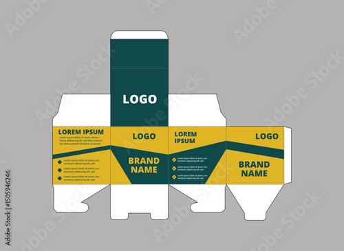 Packaging Design Template Yellow And Green With Logo Brand Name Product Vector Illustration