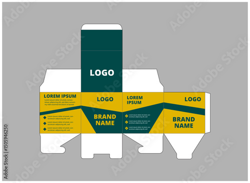 Packaging Design Template Yellow And Green With Logo Brand Name Product Vector Illustration