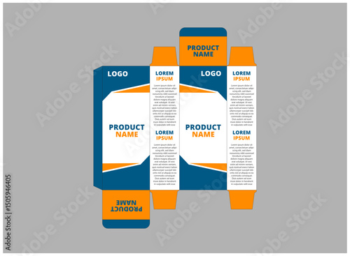 Packaging Design Template Product Blue And Orange With Logo Brand Name Product Vector Illustration