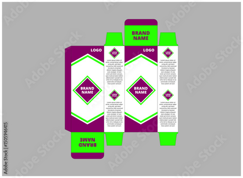 Packaging Design Template Product Purple And Green With Logo Brand Name Product Vector Illustration