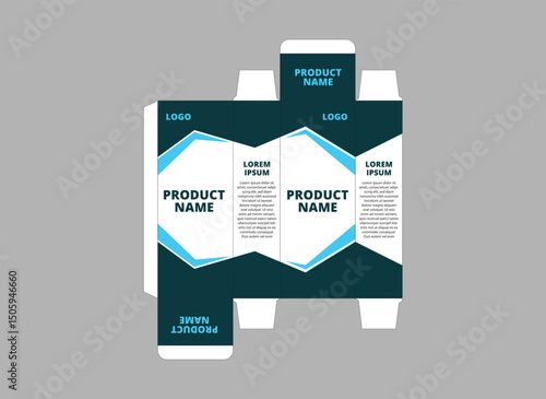 Packaging Design Template Product Blue With Logo Brand Name Product Vector Illustration