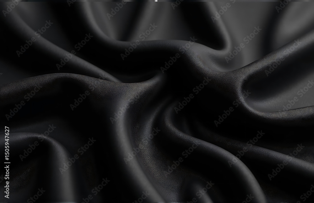 Fototapeta premium beautiful dark background featuring wavy black silk pattern elegant folds plenty space creative designs