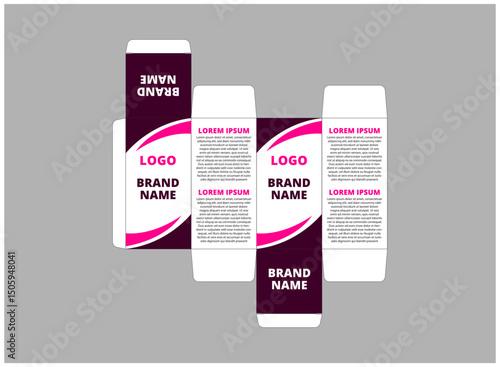 Packaging Design Template Product Purple And Pink With Logo Brand Name Product Vector Illustration
