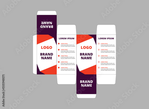 Packaging Design Template Product Purple And Orange With Logo Brand Name Product Vector Illustration