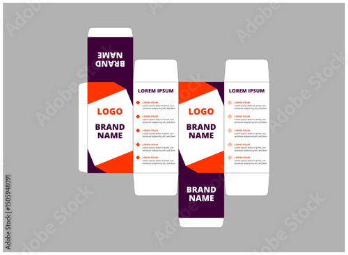 Packaging Design Template Product Purple And Orange With Logo Brand Name Product Vector Illustration