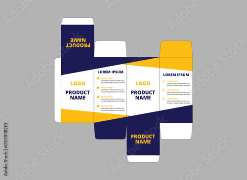 Packaging Template Design Product Blue And Yellow With Logo Brand Name Product Vector Illustration