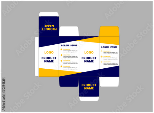 Packaging Template Design Product Blue And Yellow With Logo Brand Name Product Vector Illustration