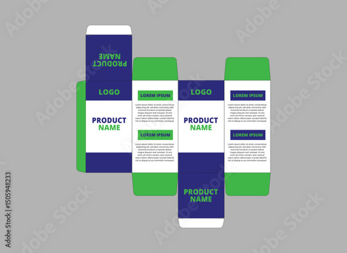 Packaging Template Design Product Blue And Green With Logo Brand Name Product Vector Illustration