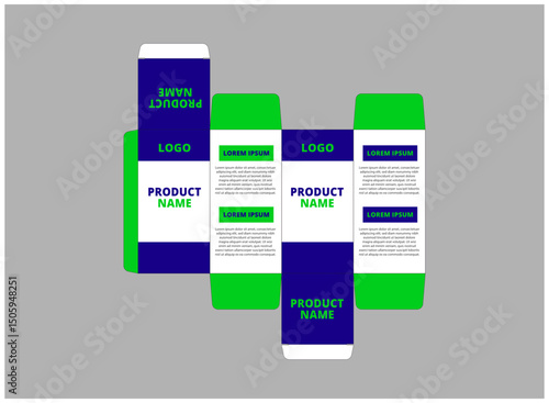 Packaging Template Design Product Blue And Green With Logo Brand Name Product Vector Illustration
