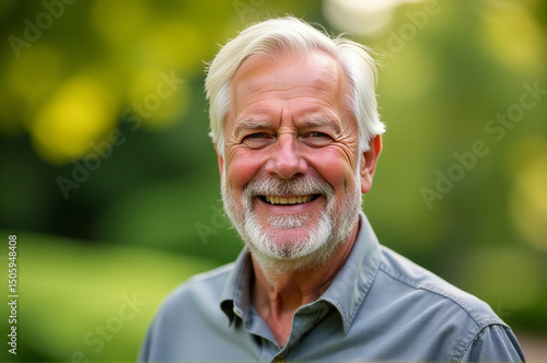 A friendly-looking elderly man with white hair and beard smiling, perfect for illustrations about wisdom, age, or warmth
