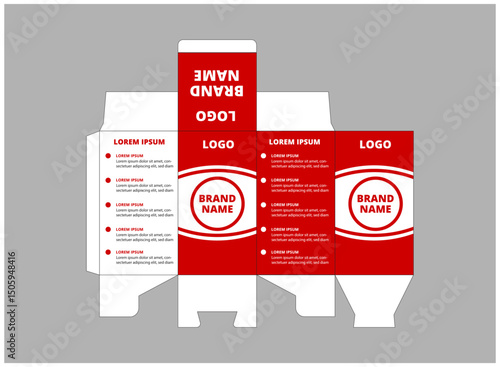 Packaging Template Design Product Red With Logo Brand Name Product Vector Illustration