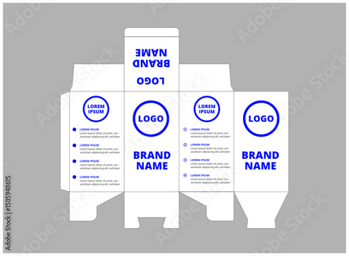 Packaging Template Design Product Blue With Logo Brand Name Product Vector Illustration