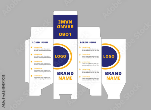 Packaging Template Design Product Blue And Yellow With Logo Brand Name Product Vector Illustration