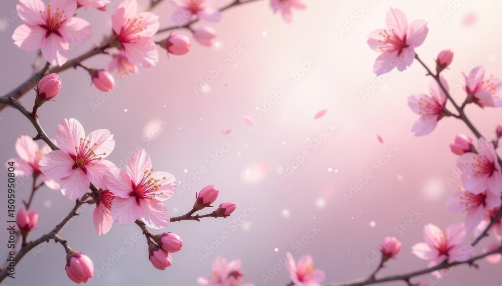 Naklejka premium Soft pastel blossoms, trailing vines Subtle color variations , romantic, spring, texture