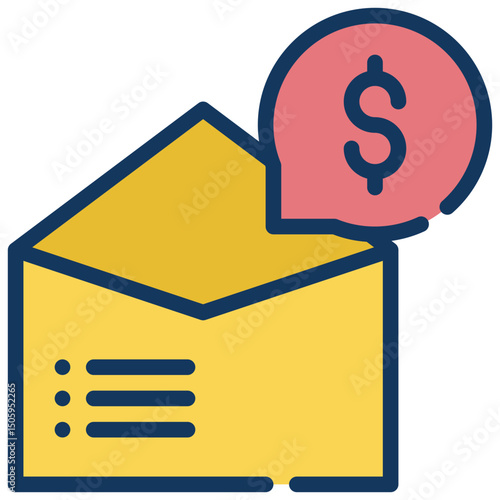 money envelope popup message transaction filled outline icon