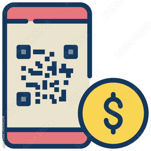 qr code scan money payment online filled outline icon