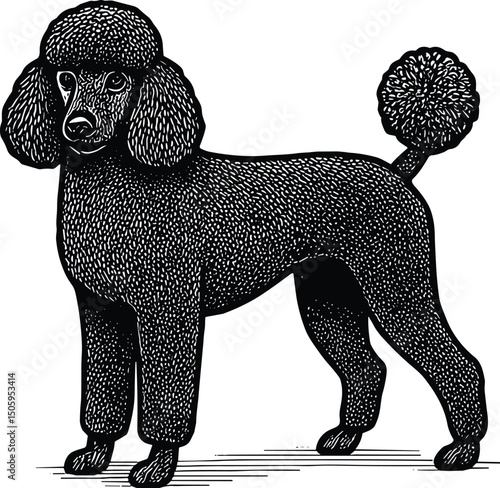 Poodle dog vector black silhouette cricut design for T-Shirt