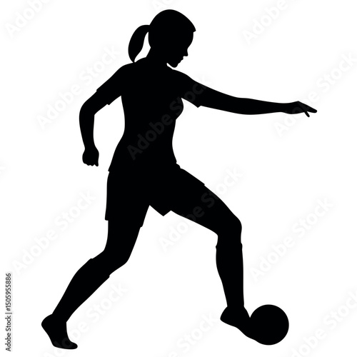 Silhouette of Female Soccer Player Dribbling