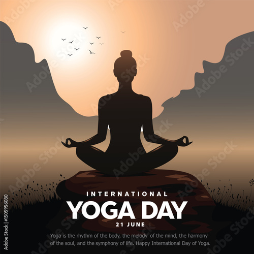 international yoga day. yoga body posture. Woman practicing yoga. vector illustration design