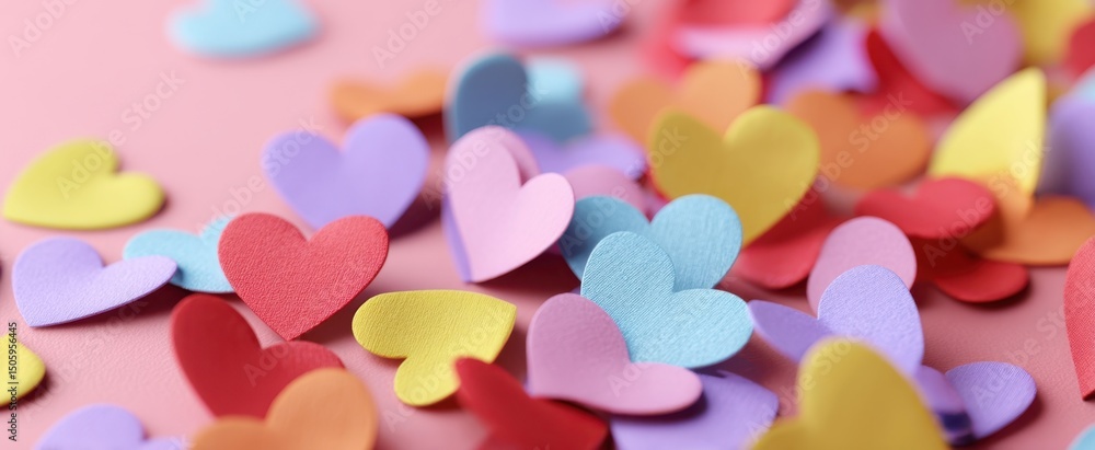 Fototapeta premium The vibrant assortment of colorful hearts creating a joyful decorative scene.