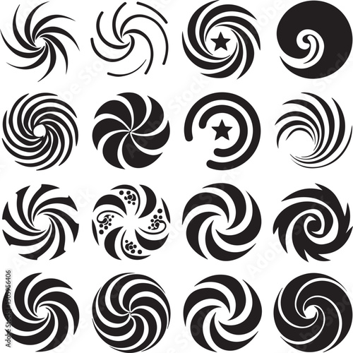 Collection of abstract spiral and swirl designs