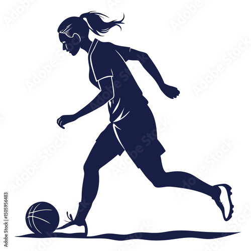 Dynamic Female Soccer Player Silhouette Illustration